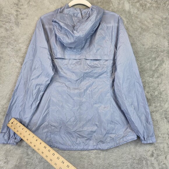 Eddie Bauer Jacket Womens Medium Light Blue Hooded Windbreaker Rain Shell Coat - Picture 8 of 15